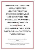 NSG 6020 WEEK 3 QUIZ EXAM 2025 LATEST NEWEST UPDATE WITH ACTUAL QUESTIONS AND DETAILED VERIFIED ANSWERS WITH RATIONALES &lpar;100&percnt; CORRECT&rpar; &sol;&sol;BRAND NEW&excl;&excl; &sol;ALREADY GRADED A&plus; WITH GUARANTEED SUCCESS AFTER DOWNLOAD &lpar;ALL YOU NEED TO PASS YOUR EXAMS