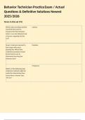 Behavior Technician Practice Exam &sol; Actual Questions & Definitive Solutions Newest 2025&sol;2026