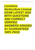Louisiana Horticulture License EXAM LATEST 2025 WITH QUESTIONS AND CORRECT VERIFIED ANSWERS GRADED A&plus; GUARANTEED 100&percnt; PASS