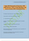 Study DSE Remembered Questions&comma; DSE&comma; ADEX Review&comma; CDCA&period; Exam Questions And Answers &vert;Latest 2025 &vert; Guaranteed Pass