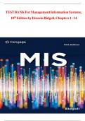 TEST BANK For Management Information Systems&comma; 10th Edition by Hossein Bidgoli&comma; Chapters 1 - 14 9789815119398