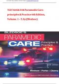 TEST BANK FOR Paramedic Care&colon; principles & Practice 6th Edition&comma; Volume&period; 1 &ndash; 5&comma; by &lpar;Bledsoe&rpar; 9780134573243