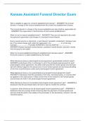 Kansas Assistant Funeral Director Exam Questions and Answers&vert;2025 Update&vert;100&percnt; Correct