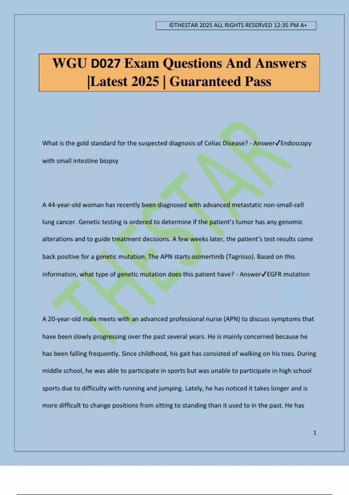 WGU D027 Exam Questions And Answers |Latest 2025 | Guaranteed Pass ...