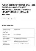 PUBLIX DELI KNOWLEDGE EXAM 200 QUESTIONS AND CORRECT ANSWERS ALREADY A&plus; GRADED NEWEST VERSION &vert; NEW AND REVISED