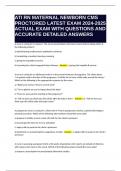 ATI RN MATERNAL NEWBORN CMS PROCTORED LATEST EXAM 2024-2025 ACTUAL EXAM WITH QUESTIONS AND ACCURATE DETAILED ANSWERS