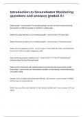 Introduction to Groundwater Monitoring questions and answers graded A&plus;