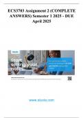 ECS3703 Assignment 2 &lpar;COMPLETE ANSWERS&rpar; Semester 1 2025 - DUE April 2025