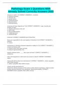 Pathology Exam 1 Questions With Already Solved Correctly Answers 2025