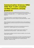 Communication Sciences SPAU 3304 Test 3 with complete verified solutions already graded A&plus;
