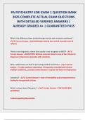 PA PSYCHIATRY EOR EXAM 1 QUESTION BANK  2025 COMPLETE ACTUAL EXAM QUESTIONS  WITH DETAILED VERIFIED ANSWERS &vert;  ALREADY GRADED A&plus; &vert; GUARANTEED PASS 