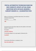 POSTAL AUTOMOTIVE TECHNICIAN EXAM 944  2025 COMPLETE UPDATE ACTUAL EXAM  QUESTIONS WITH DETAILED ANSWERS &vert;  ALREADY GRADED A&plus; &vert; GUARANTEED PASS