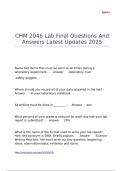 CHM 2046 Lab Final Questions And Answers Latest Updates 2025