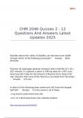 CHM 2046 Quizzes 2 - 12 Questions And Answers Latest Updates 2025