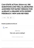 CAN STATE ACTUAL EXAM ALL 100 QUESTIONS AND WELL ELABORATED ANSWERS TOP RATED VERSION FOR ALREADY A GRADED WITH EXPERT FEEDBACK &vert; NEW AND REVISED