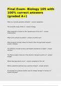 Final Exam- Biology 105 with 100- correct answers &lpar;graded A&plus;&rpar;