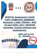 CPR3701 Assignment 2 QUIZ (100% COMPLETE ANSWERS) Semester 1 2025 (756245) - DUE 30 April 2025