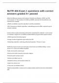 NUTR 404 Exam 1 questions with correct answers graded A&plus; passed