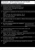 Final Exam - North Carolina Life and Health questions with complete solutions