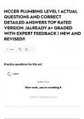 NCCER PLUMBING LEVEL 1 ACTUAL  QUESTIONS AND CORRECT DETAILED ANSWERS TOP RATED VERSION &sol;ALREADY A&plus; GRADED WITH EXPERT FEEDBACK &vert; NEW AND REVISED&excl;&excl;