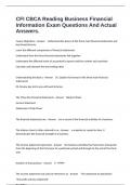 CFI CBCA Reading Business Financial Information Exam Questions And Actual Answers&period;