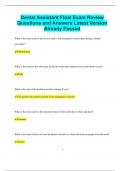 Dental Assistant Final Exam Review Questions and Answers Latest Version  Already Passed