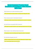 Dental Assistant Practice Exam Questions and Answers Latest Version  100&percnt; Pass