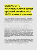 DIAGNOSTIC MAMMOGRAPHY latest updated version with 100- correct answers