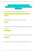 Certified Dental Assistant Exam Questions and Answers Latest Version  Graded A&plus;