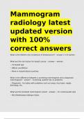 Mammogram radiology latest updated version with 100- correct answers&period;