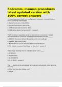 Radcomm- mammo procedures latest updated version with 100- correct answers&period;