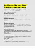 RadComm Mammo Study Questions and answers