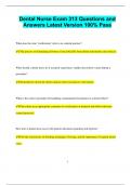 Dental Nurse Exam 313 Questions and Answers Latest Version 100&percnt; Pass