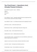 Tax Final Exam 1  Questions And Already Passed Answers&period;