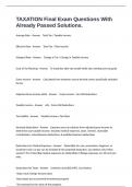 TAXATION Final Exam Questions With Already Passed Solutions&period;
