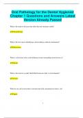 Oral Pathology for the Dental Hygienist Chapter 1 Questions and Answers Latest  Version Already Passed