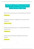 Normal Anatomical Landmarks Dental Radiography Questions and Answers  Latest Version 100&percnt; Pass