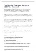 Tax Planning Final Exam Questions 100&percnt; Well Answered&period;