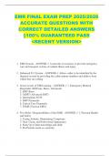 EMR FINAL EXAM PREP 2025&sol;2026  ACCURATE QUESTIONS WITH  CORRECT DETAILED ANSWERS  &vert;&vert;100&percnt; GUARANTEED PASS  <RECENT VERSION> 