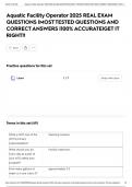Aquatic Facility Operator 2025 REAL EXAM QUESTIONS &vert;MOST TESTED QUESTIONS AND CORRECT ANSWERS &vert;100&percnt; ACCURATE&vert;GET IT RIGHT&excl;&excl;