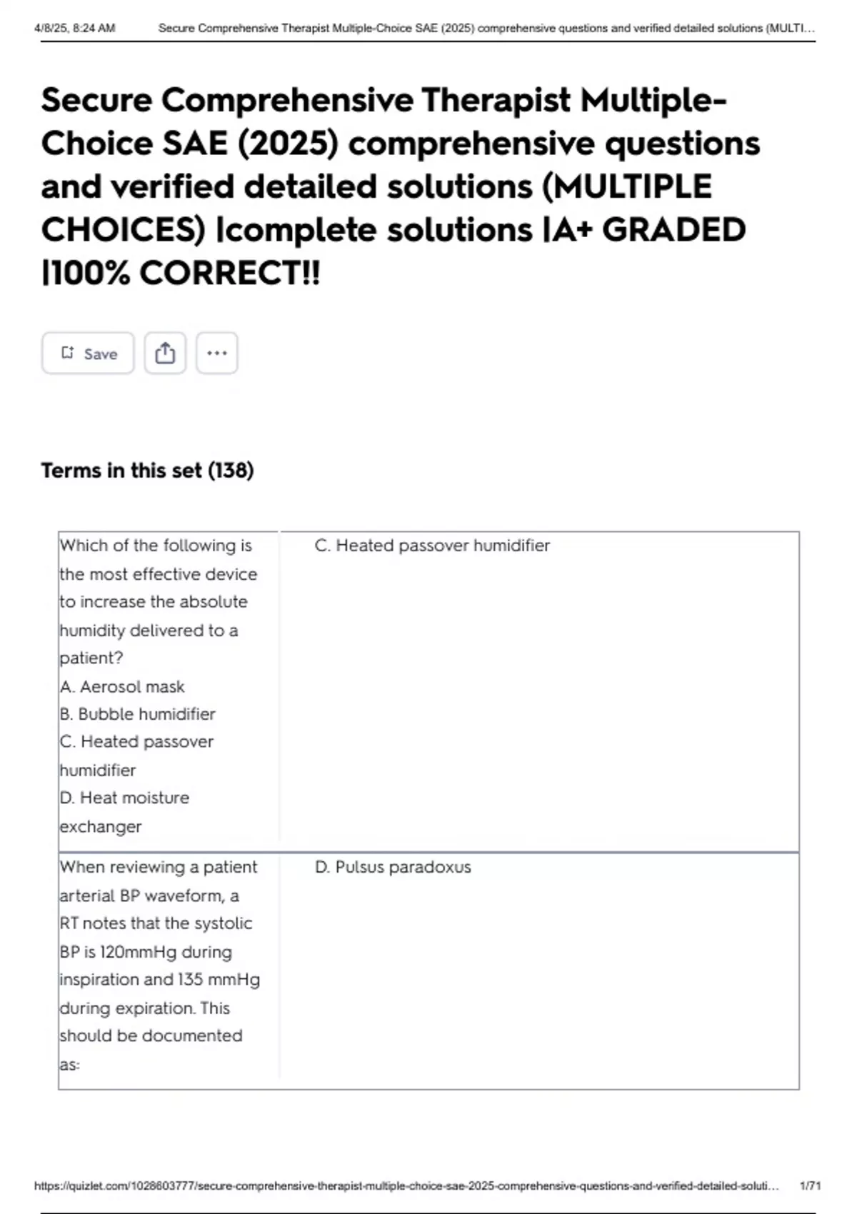 Secure Comprehensive Therapist Multiple-Choice SAE (2025) comprehensive ...
