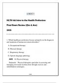 HLTH 105 &lpar;Intro to the Health Professions&rpar; Final Exam Review 2025 &lpar;With Solns