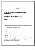 HLTH 221 &lpar;Applied Human A&P I&rpar; Final Exam Review 2025 &lpar;With Solns&rpar;&period;