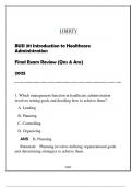 BUSI 311 &lpar;Intro To HC Administration&rpar; Final Exam Review 2025 &lpar;With Solns