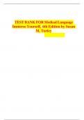 Test Bank for Medical Language&colon; Immerse Yourself&comma; 6th Edition by Susan M&period; Turley &ndash; All Chapters &vert; 100&percnt; Correct Questions & Answers &vert; Verified 2024&sol;2025