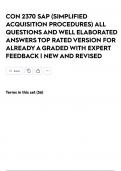 CON 2370 SAP &lpar;SIMPLIFIED ACQUISITION PROCEDURES&rpar; ALL QUESTIONS AND WELL ELABORATED ANSWERS TOP RATED VERSION FOR ALREADY A GRADED WITH EXPERT FEEDBACK &vert; NEW AND REVISED