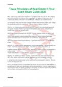 Texas Principles of Real Estate II Final Exam Study Guide 2025