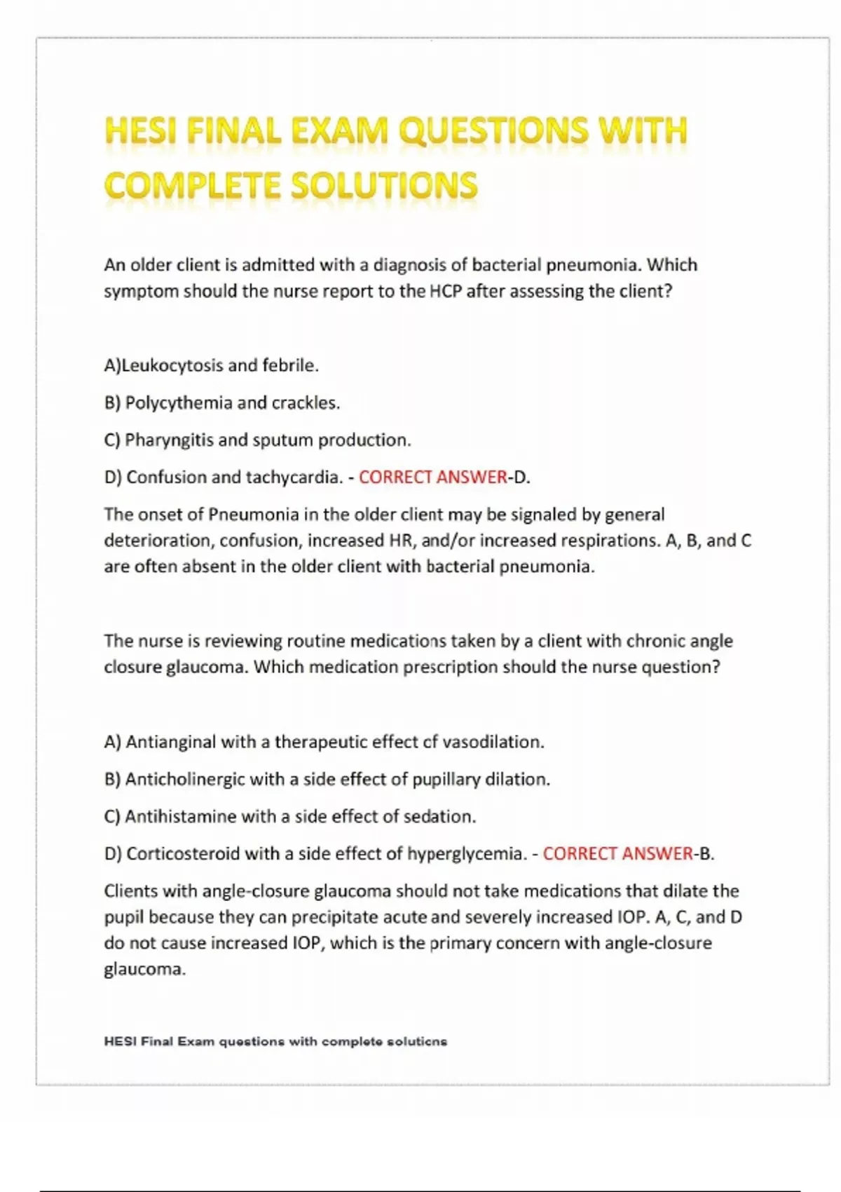 HESI FINAL EXAM QUESTIONS WITH COMPLETE SOLUTIONS LATEST UPDATE 2025 ...