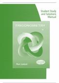 Trigonometry Student Study and Solutions Manual 9th Edition Ron Larson