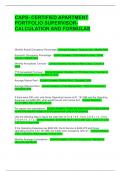 CAPS- CERTIFIED APARTMENT PORTFOLIO SUPERVISOR- CALCULATION AND FORMULAS EXAM QUESTIONS AND ANSWERS  &vert; VERIFIED &vert; 100&percnt; FULLY SOLVED